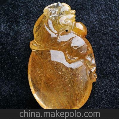 供应纯天然金发钛晶招财貔貅挂坠 实拍鉴赏与工艺解析